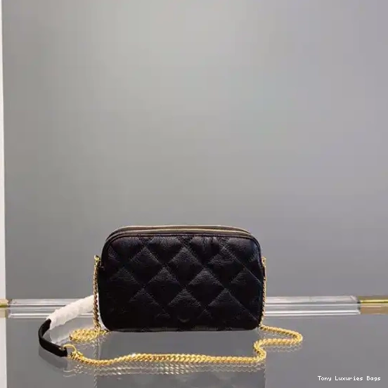 Tony Luxuries BECKY DOUBLE-ZIP LAMBSKIN IN QUILTED YSL POUCH 0611